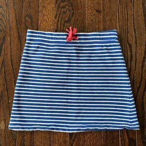 Mini Boden Girls 9-10Y Blue/White Striped Mini Skirt w/Heart Pocket Appliqué